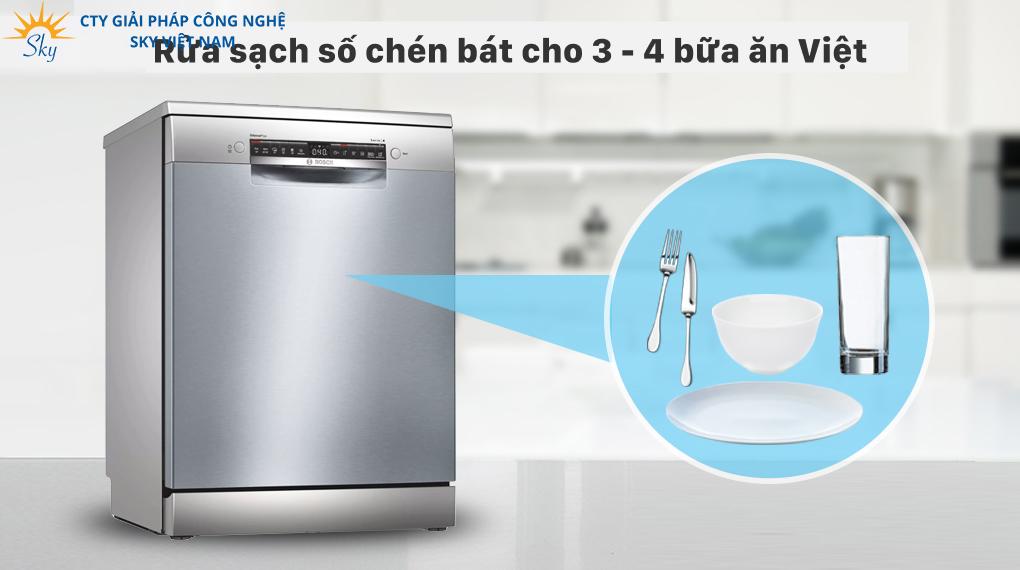 Máy rửa Bát Bosch SMS4HCI48E rửa được số lượng chén bát lớn